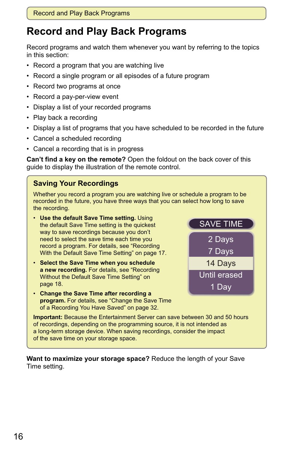 Record and play back programs | Scientific Atlanta 8000 User Manual | Page 19 / 49