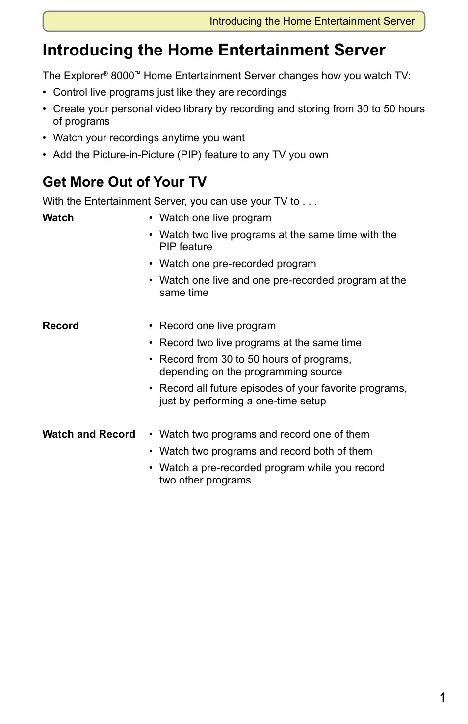 Introducing the home entertainment server, Get more out of your tv | Scientific Atlanta 8000 User Manual | Page 4 / 49