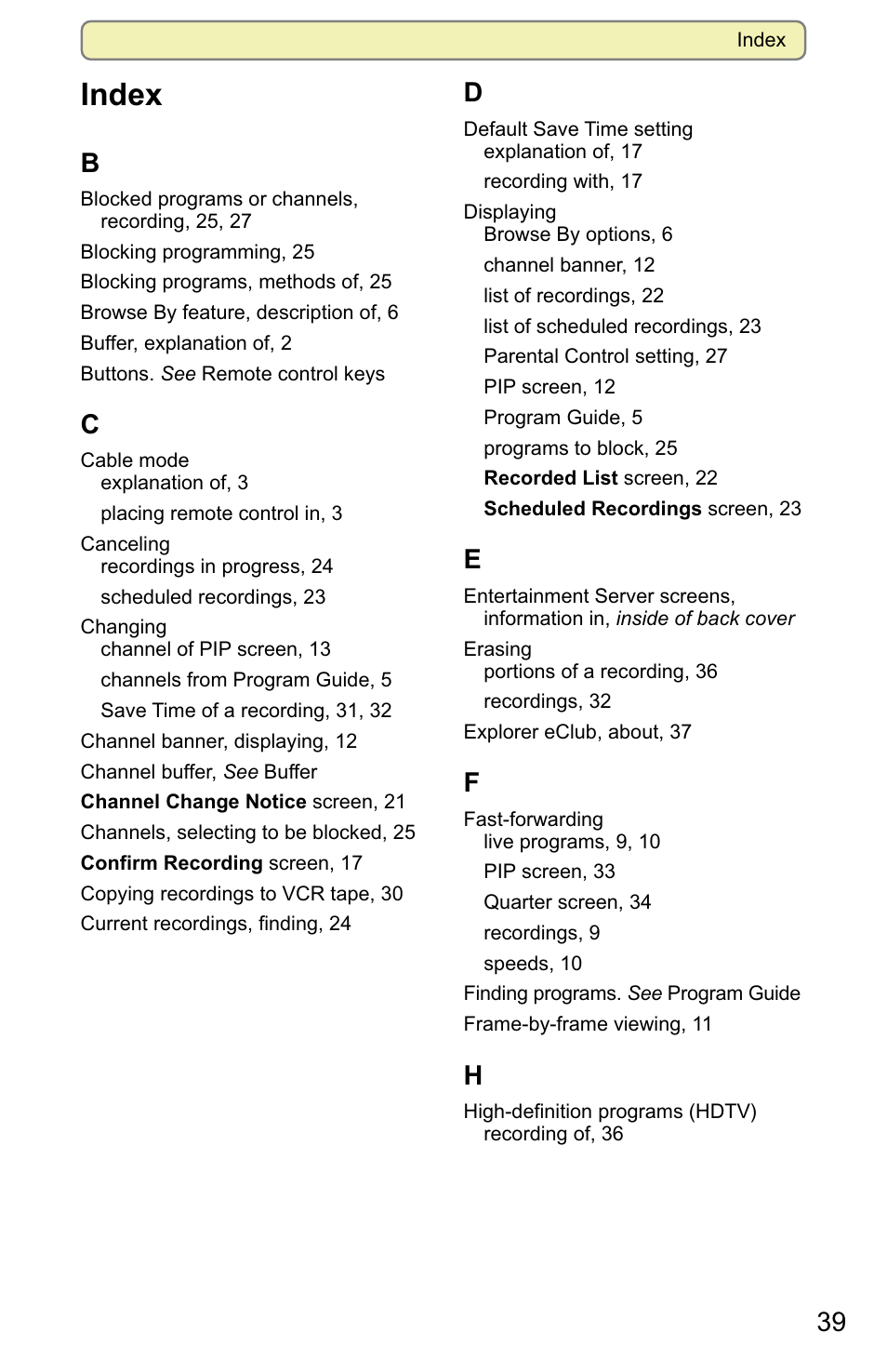 Index | Scientific Atlanta 8000 User Manual | Page 42 / 49