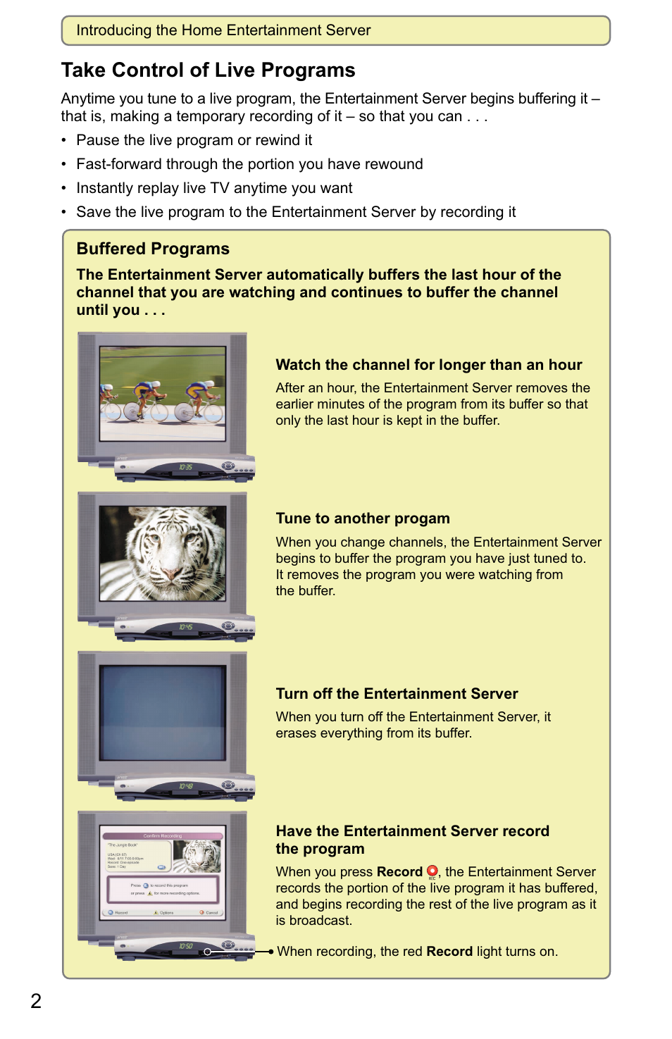 2take control of live programs | Scientific Atlanta 8000 User Manual | Page 5 / 49