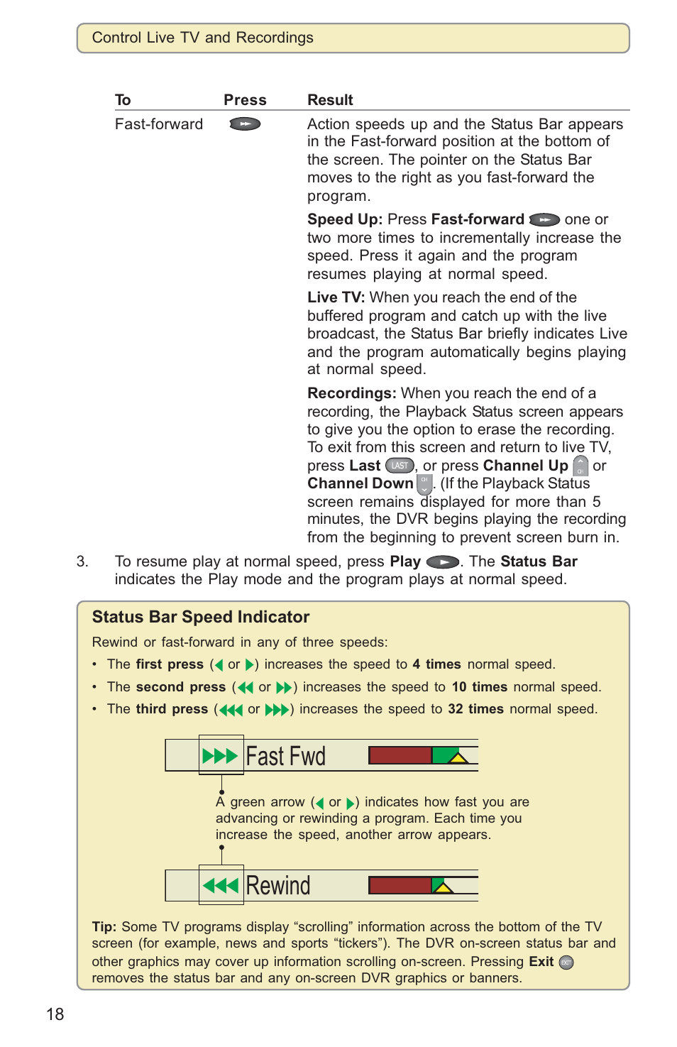 Fast fwd, Rewind | Scientific Atlanta 8000HD User Manual | Page 21 / 65