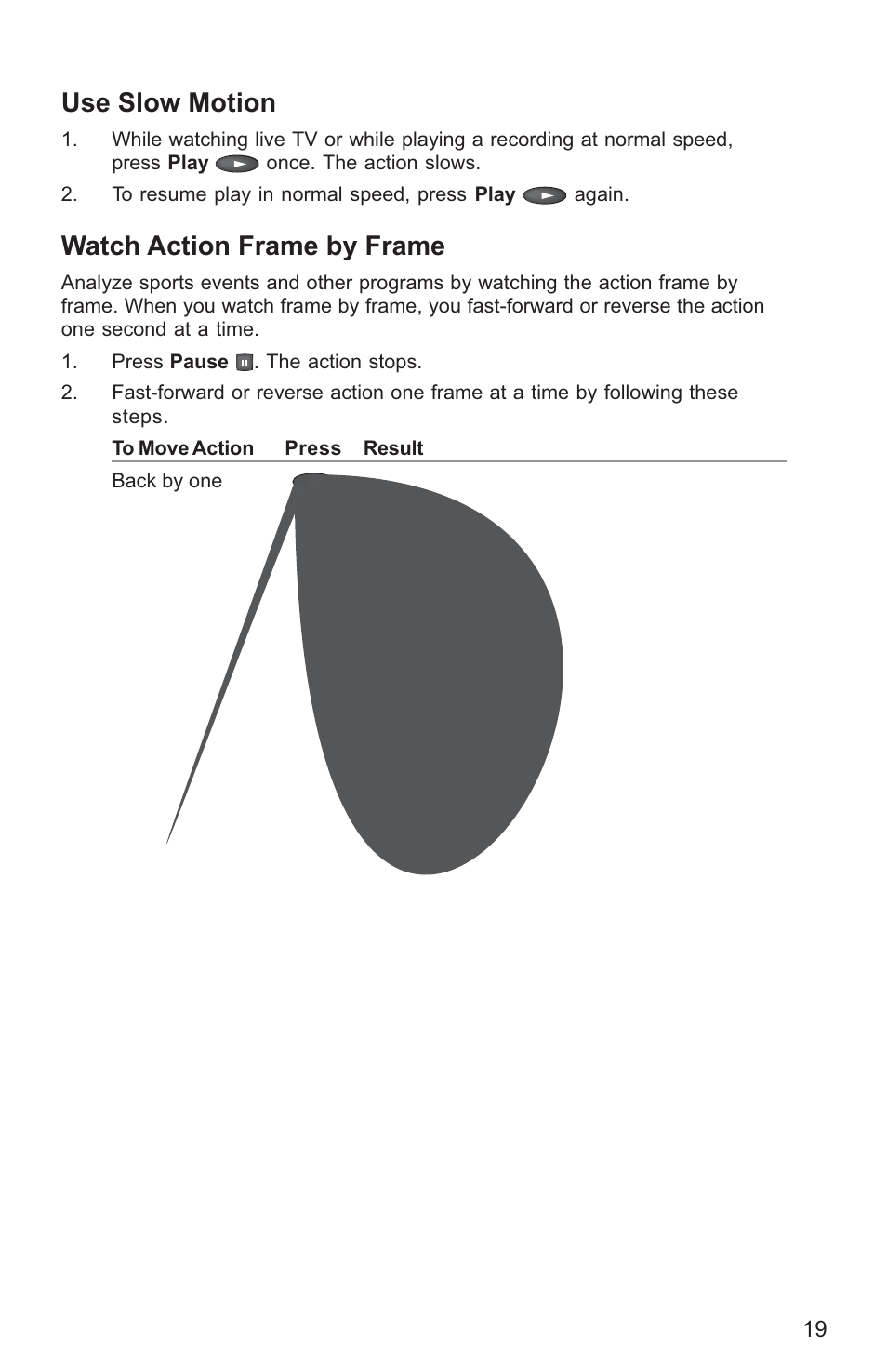 Use slow motion, Watch action frame by frame, Catch up with a live tv program | Scientific Atlanta 8000HD User Manual | Page 22 / 65