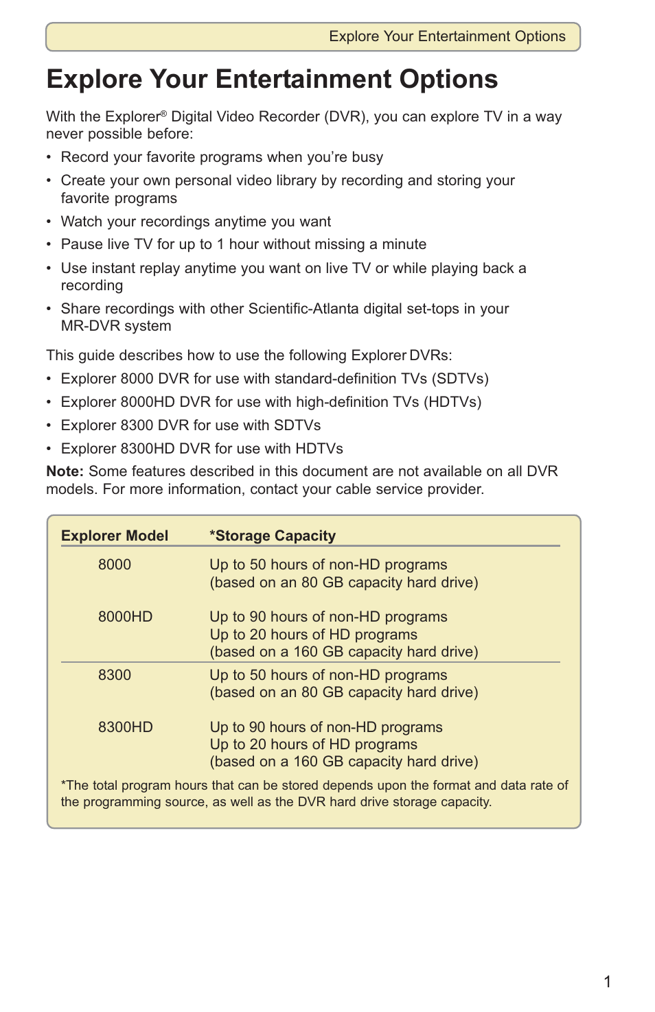 Explore your entertainment options | Scientific Atlanta 8000HD User Manual | Page 4 / 65