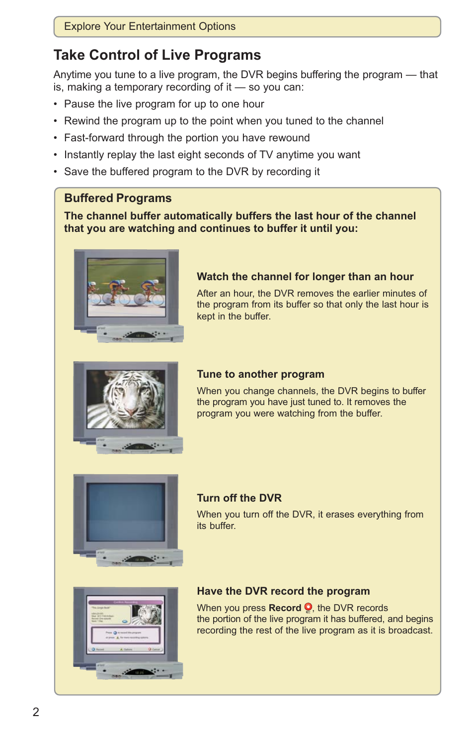 Take control of live programs | Scientific Atlanta 8000HD User Manual | Page 5 / 65