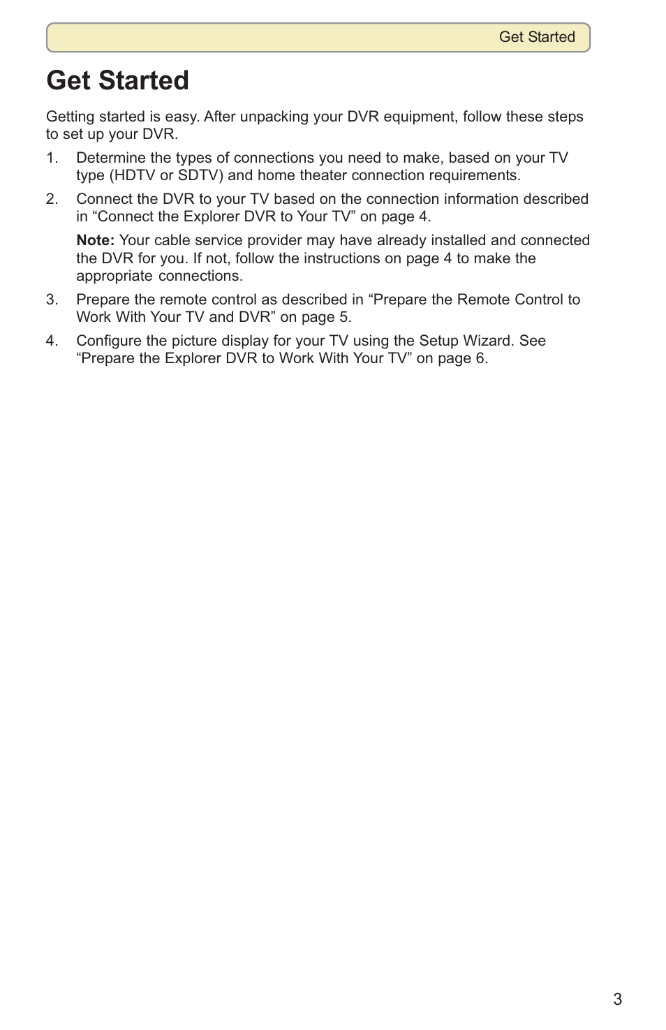 Get started | Scientific Atlanta 8000HD User Manual | Page 6 / 65