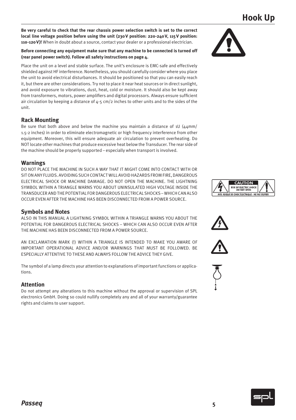 Hook up, Passeq | Sound Performance Lab 2595 User Manual | Page 5 / 28