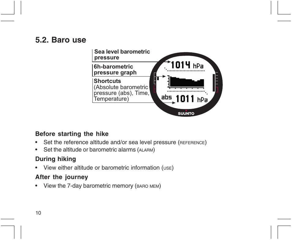 Baro use | SUUNTO X9 User Manual | Page 10 / 286