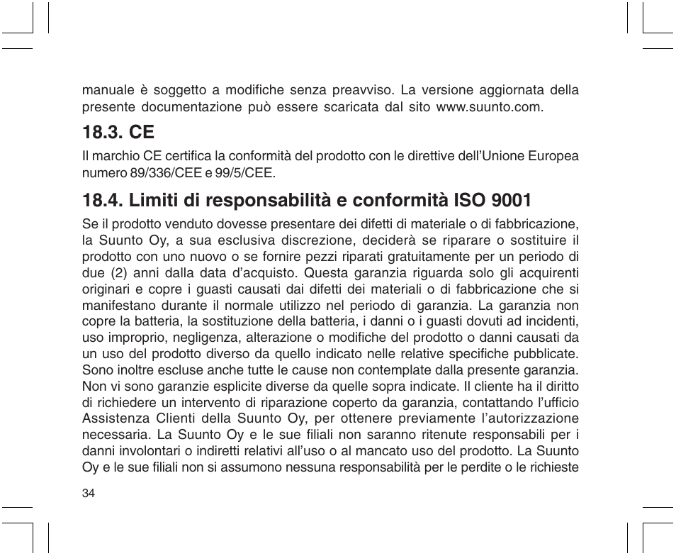 Limiti di responsabilità e conformità iso 9001 | SUUNTO X9 User Manual | Page 176 / 286