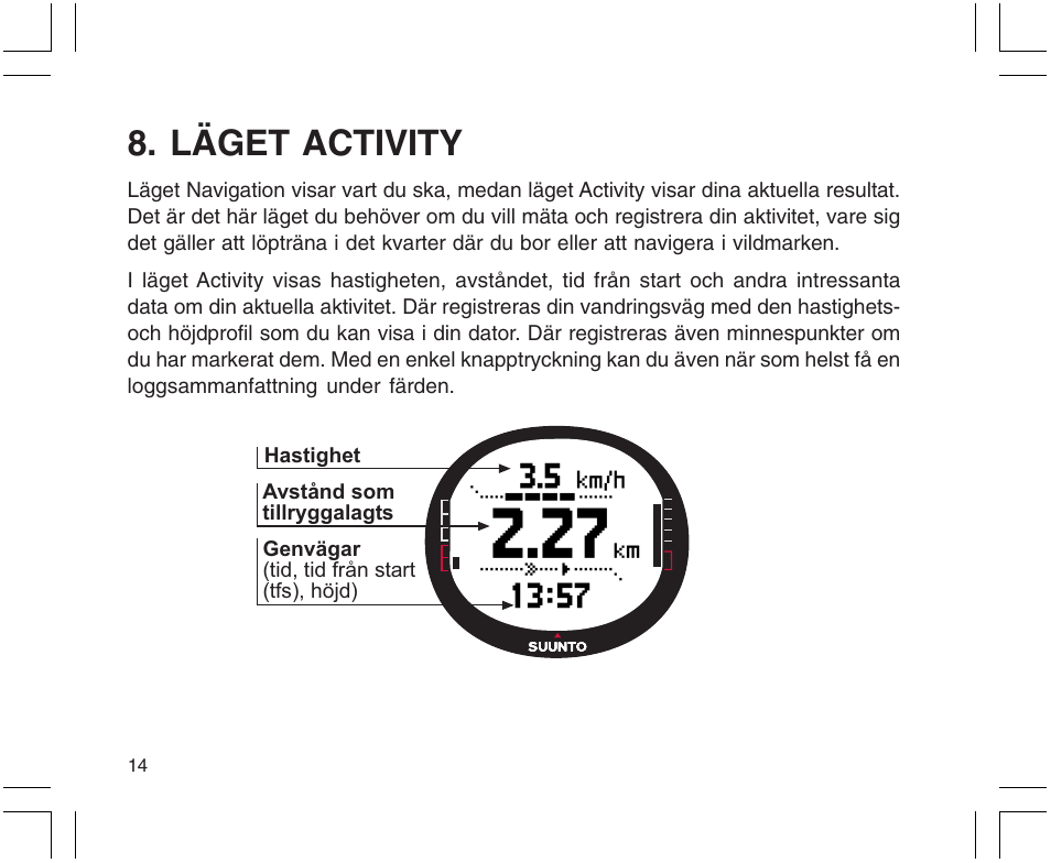 Läget activity | SUUNTO X9 User Manual | Page 260 / 286