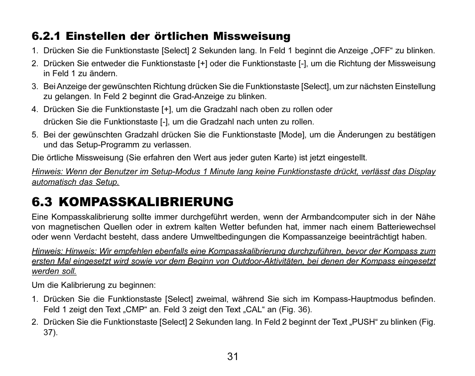 3 kompasskalibrierung, 1 einstellen der örtlichen missweisung | SUUNTO MARINER | REGATTA | YACHTSMAN User Manual | Page 109 / 288