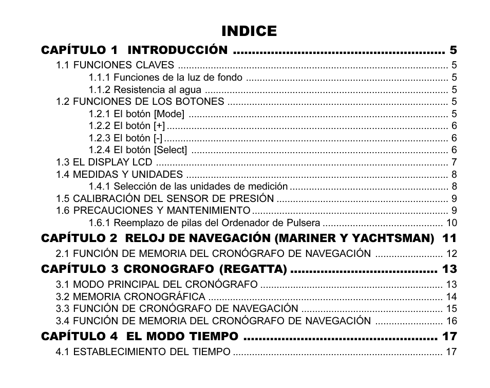 Indice | SUUNTO MARINER | REGATTA | YACHTSMAN User Manual | Page 117 / 288