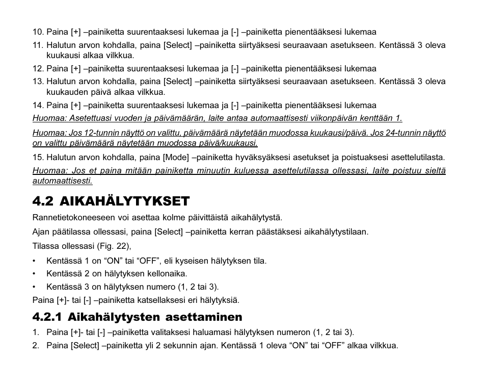 2 aikahälytykset, 1 aikahälytysten asettaminen | SUUNTO MARINER | REGATTA | YACHTSMAN User Manual | Page 239 / 288