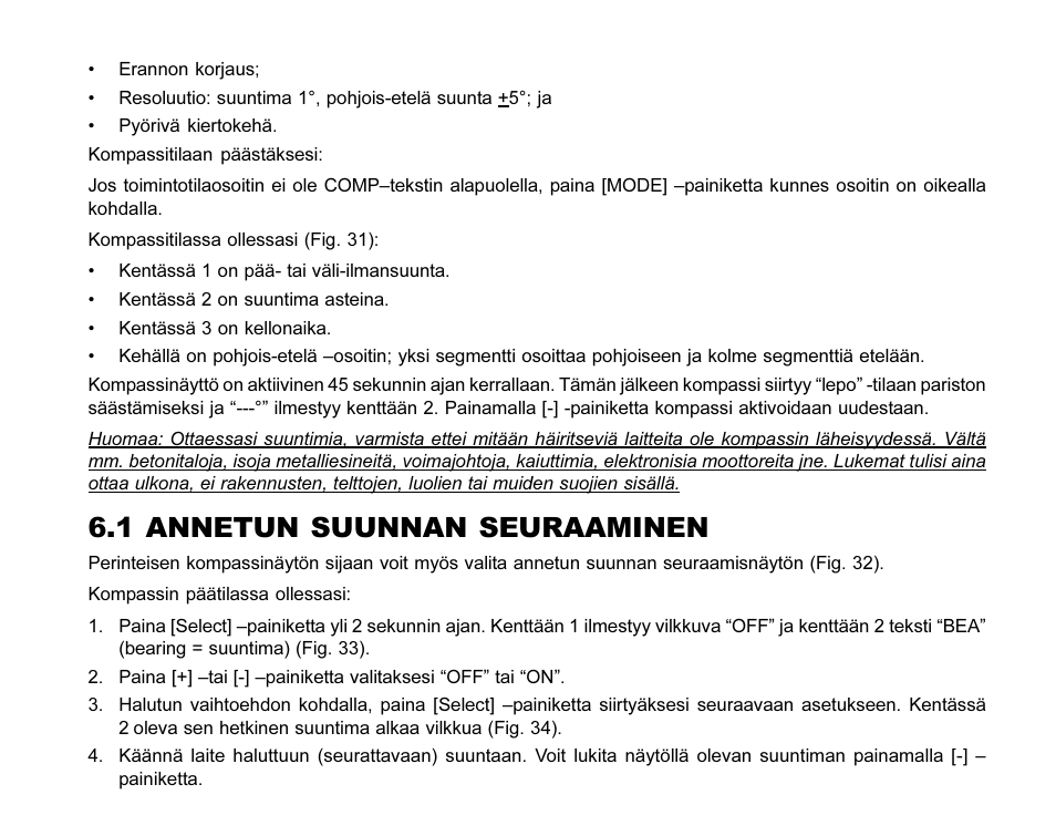 1 annetun suunnan seuraaminen | SUUNTO MARINER | REGATTA | YACHTSMAN User Manual | Page 248 / 288