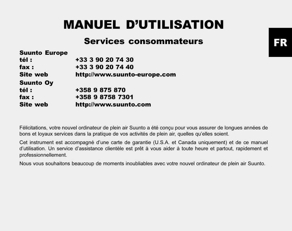 Manuel dutilisation, Services consommateurs | SUUNTO MARINER | REGATTA | YACHTSMAN User Manual | Page 44 / 288