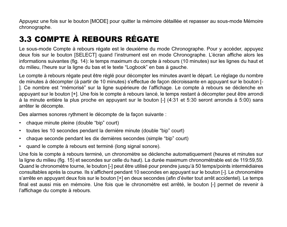3 compte à rebours régate | SUUNTO MARINER | REGATTA | YACHTSMAN User Manual | Page 58 / 288