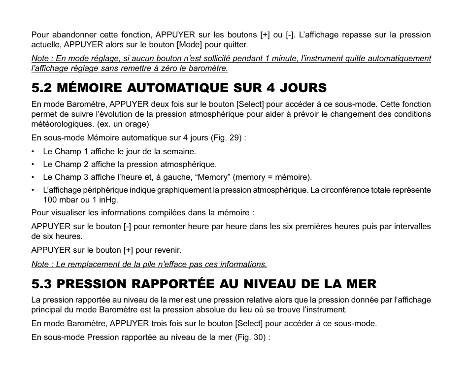 2 mémoire automatique sur 4 jours, 3 pression rapportée au niveau de la mer | SUUNTO MARINER | REGATTA | YACHTSMAN User Manual | Page 68 / 288