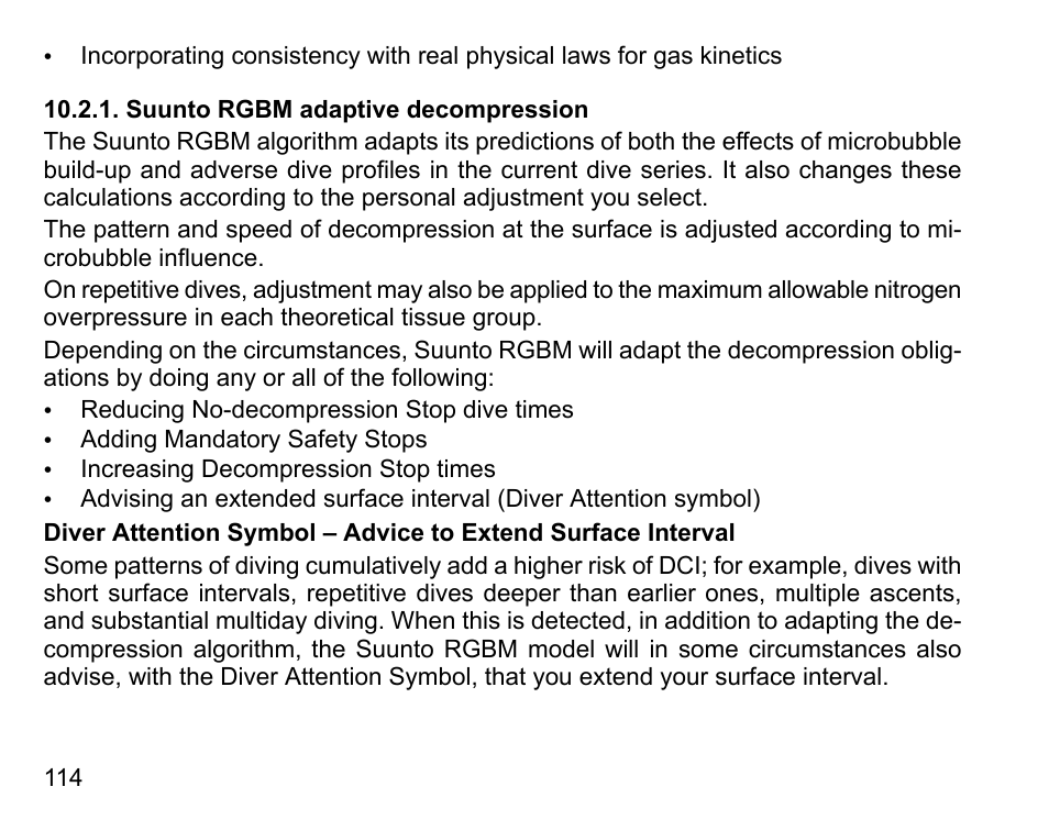 Suunto rgbm adaptive decompression | SUUNTO D6I User Manual | Page 113 / 130