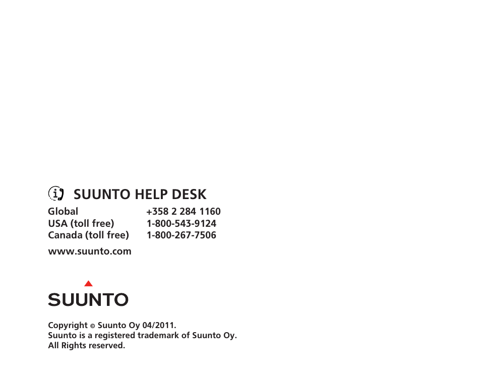 Suunto help desk | SUUNTO D6I User Manual | Page 130 / 130