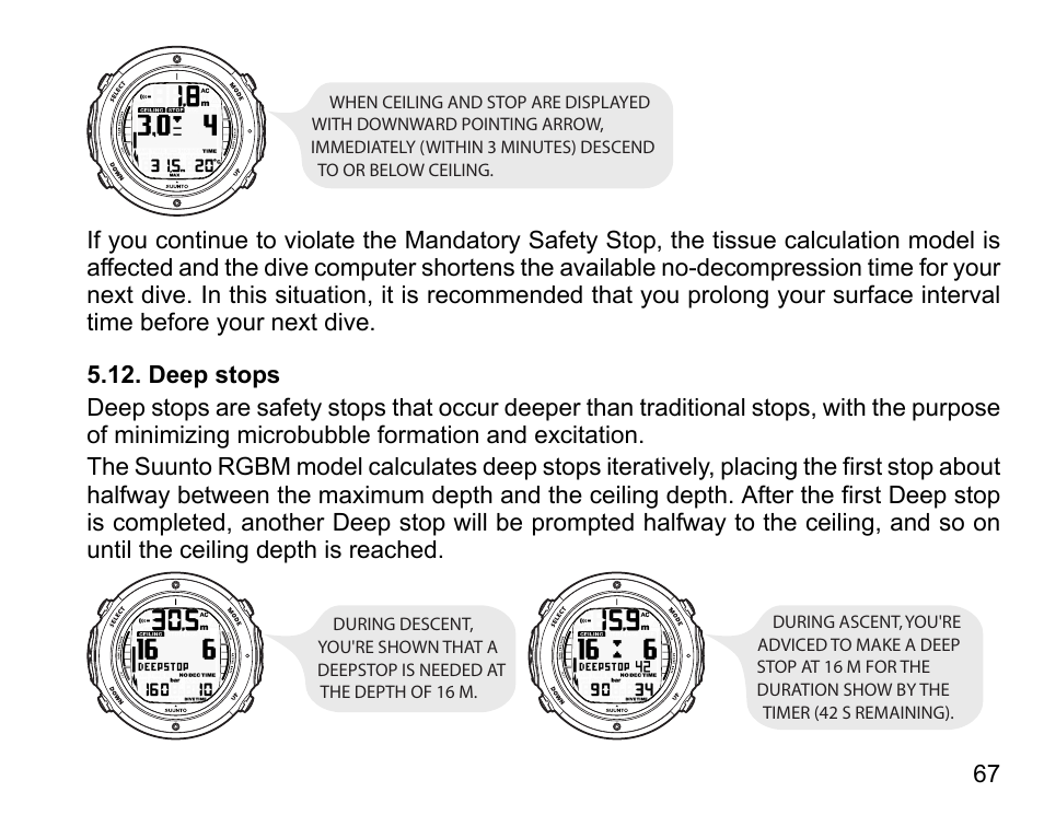 Deep stops | SUUNTO D6I User Manual | Page 66 / 130