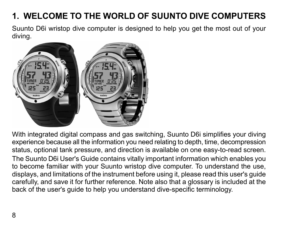 Welcome to the world of suunto dive computers | SUUNTO D6I User Manual | Page 7 / 130