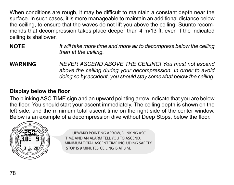 Display below the floor | SUUNTO D6I User Manual | Page 77 / 130