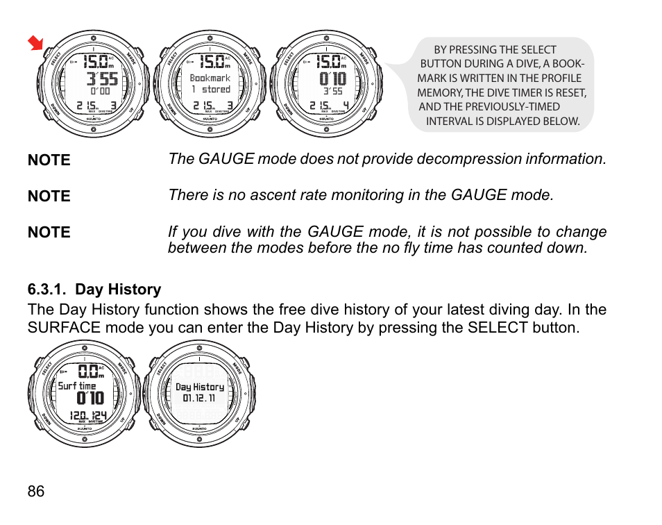 Day history | SUUNTO D6I User Manual | Page 85 / 130