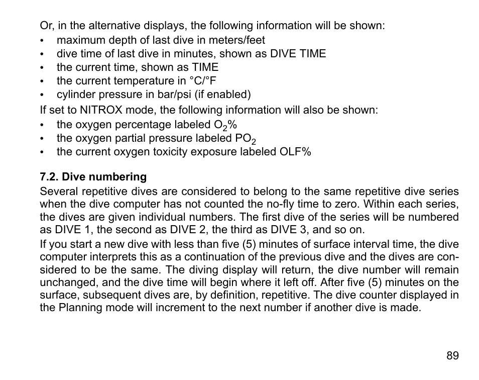 Dive numbering | SUUNTO D6I User Manual | Page 88 / 130