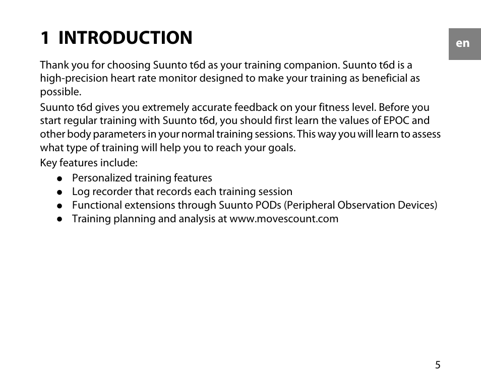 1 introduction | SUUNTO T6D User Manual | Page 6 / 59