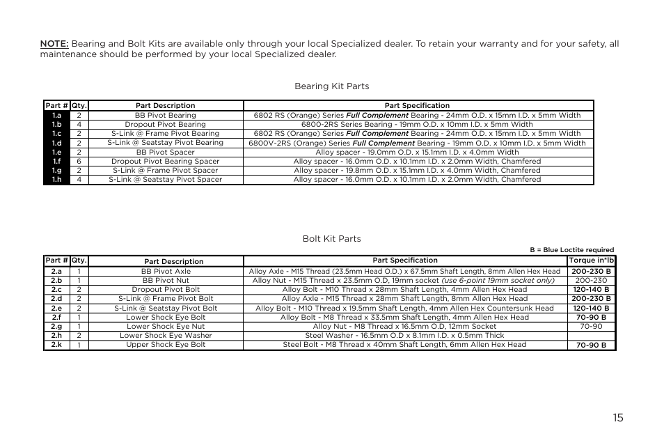 Specialized FSRXC User Manual | Page 15 / 20