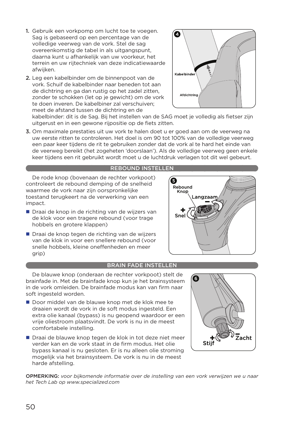 Rebound instellen brain fade instellen | Specialized AFR E100 User Manual | Page 50 / 84