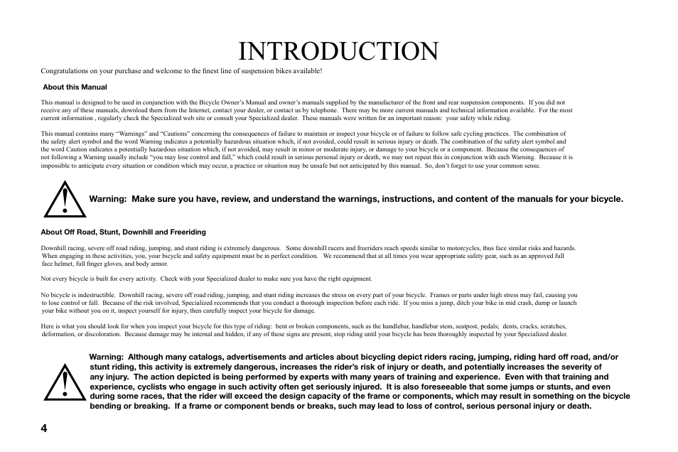 Introduction | Specialized BigHit User Manual | Page 4 / 14