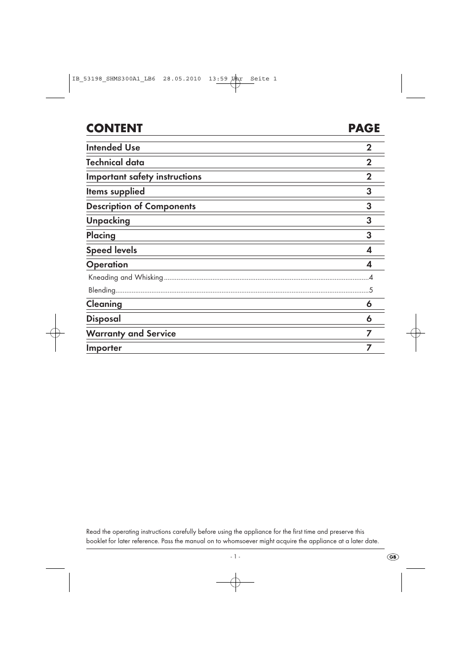 Content page | Silvercrest SHMS 300 A1 User Manual | Page 3 / 9