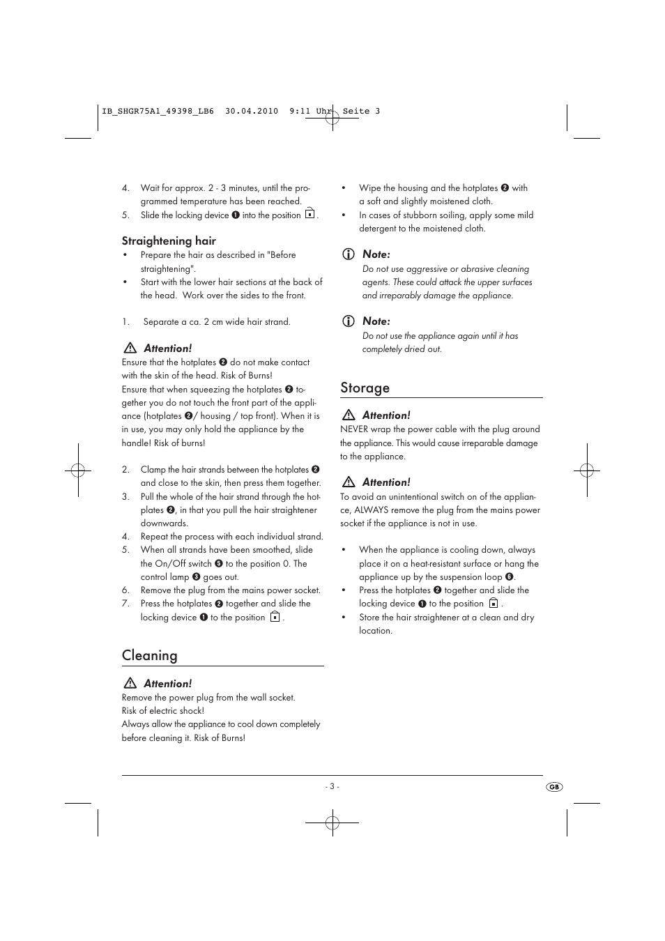 Cleaning, Storage | Silvercrest SHGR 75 A1 User Manual | Page 5 / 6