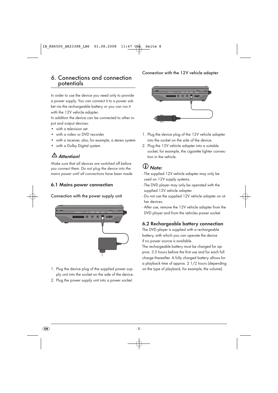 Connections and connection potentials | Silvercrest KH6500-06/08-V1 User Manual | Page 10 / 36
