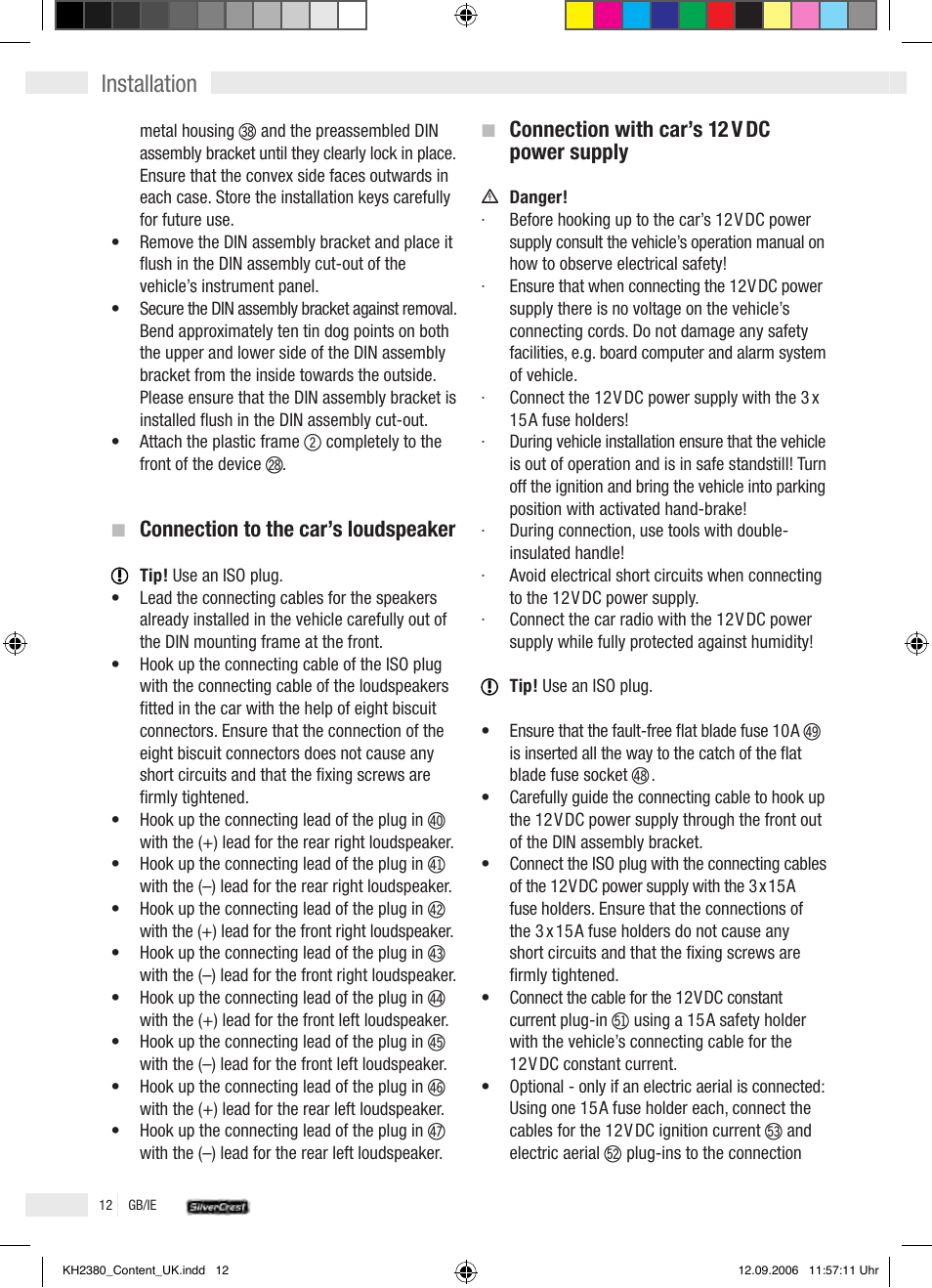 Installation | Silvercrest KH 2380 User Manual | Page 12 / 30
