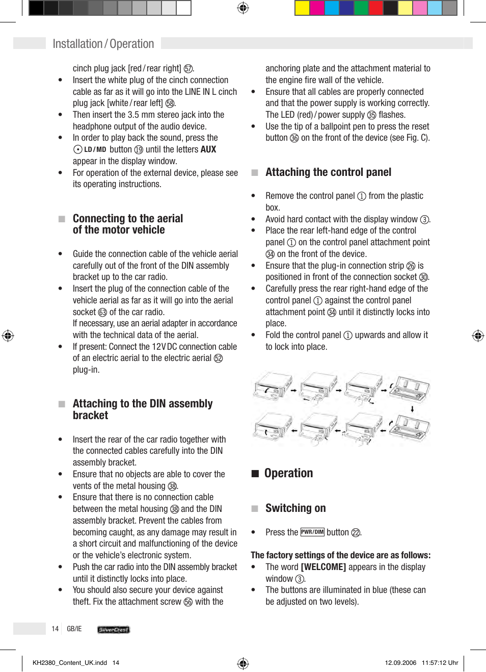 Operation, Installation / operation | Silvercrest KH 2380 User Manual | Page 14 / 30