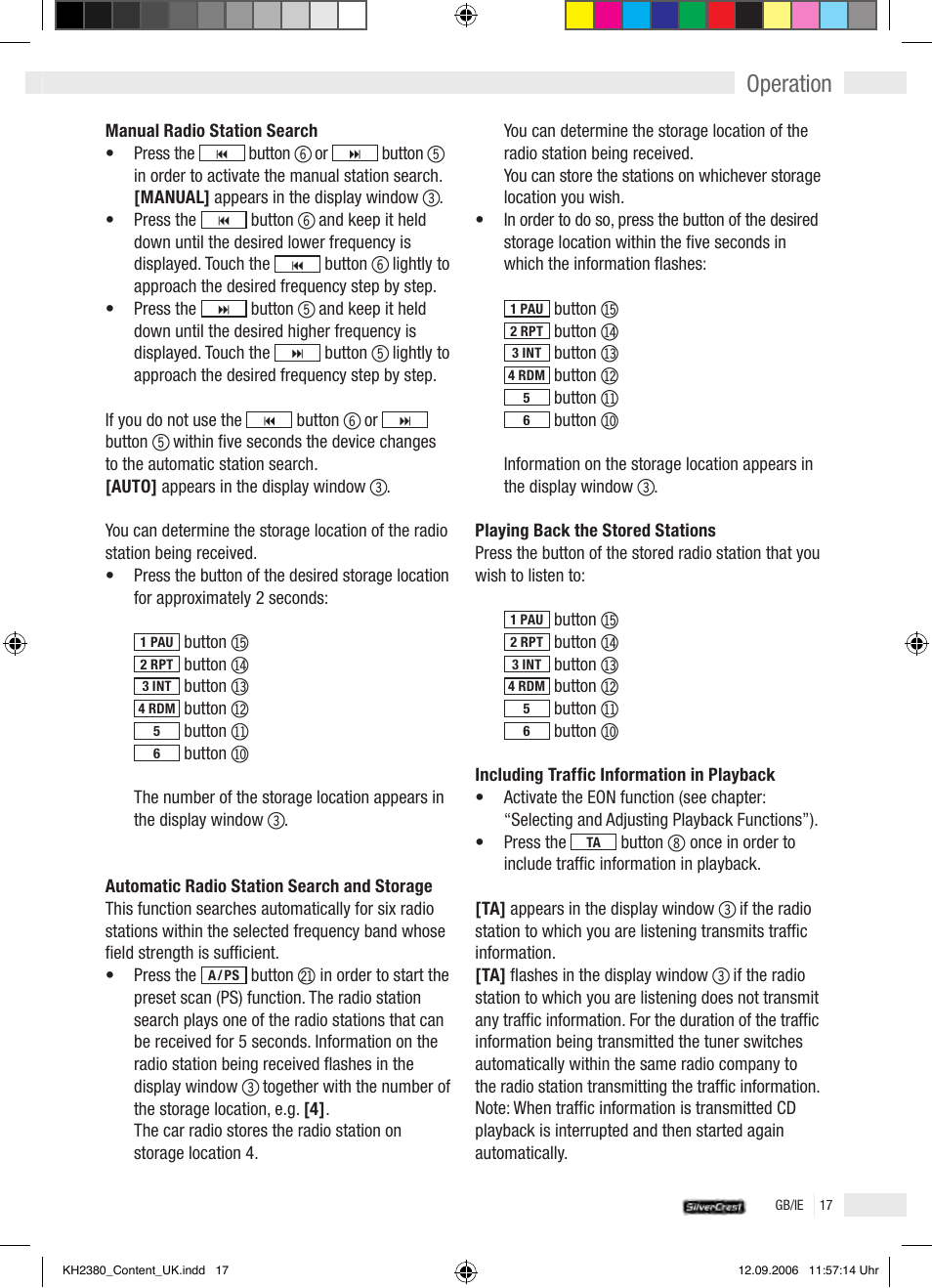 Operation | Silvercrest KH 2380 User Manual | Page 17 / 30