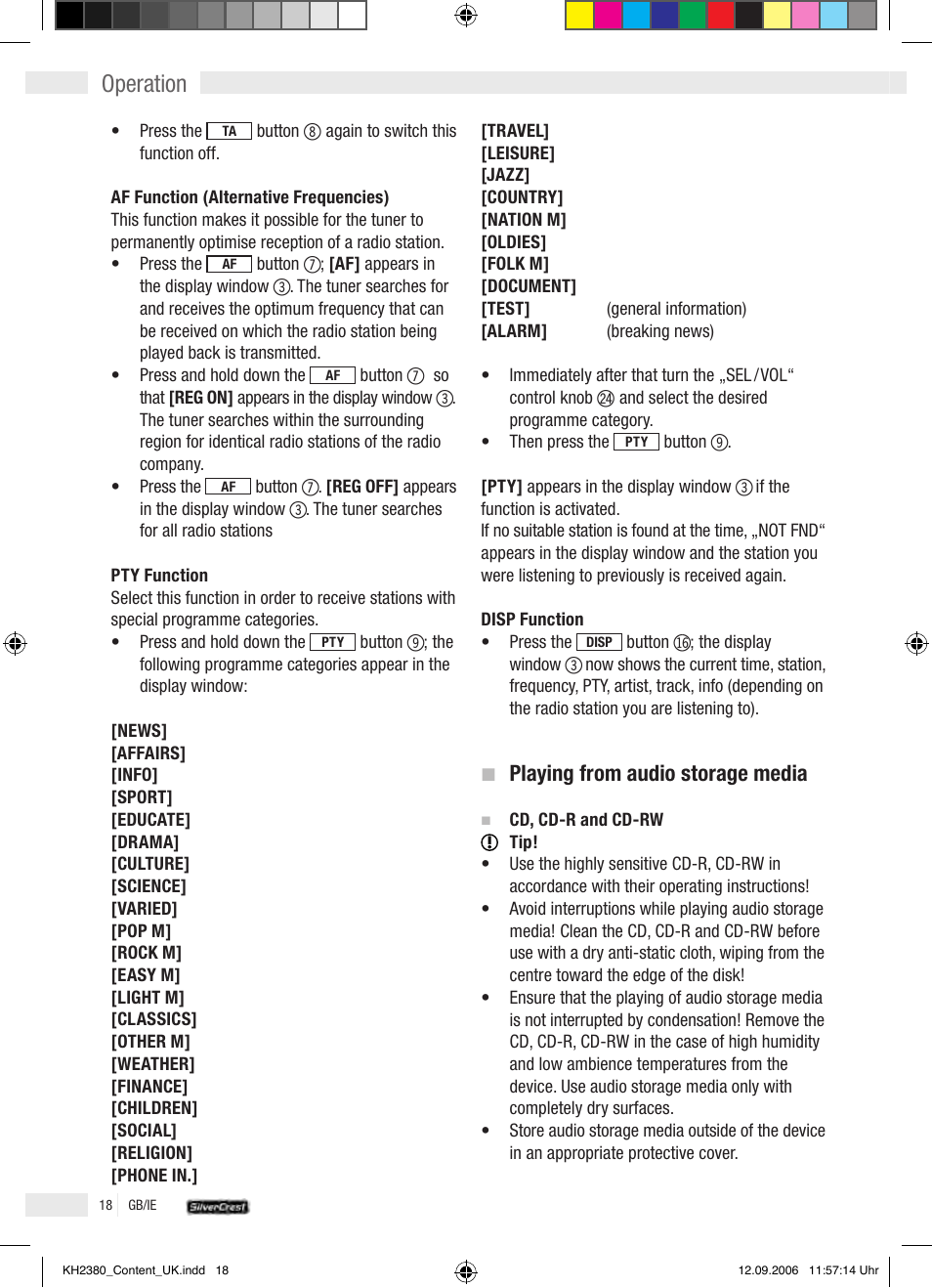 Operation | Silvercrest KH 2380 User Manual | Page 18 / 30