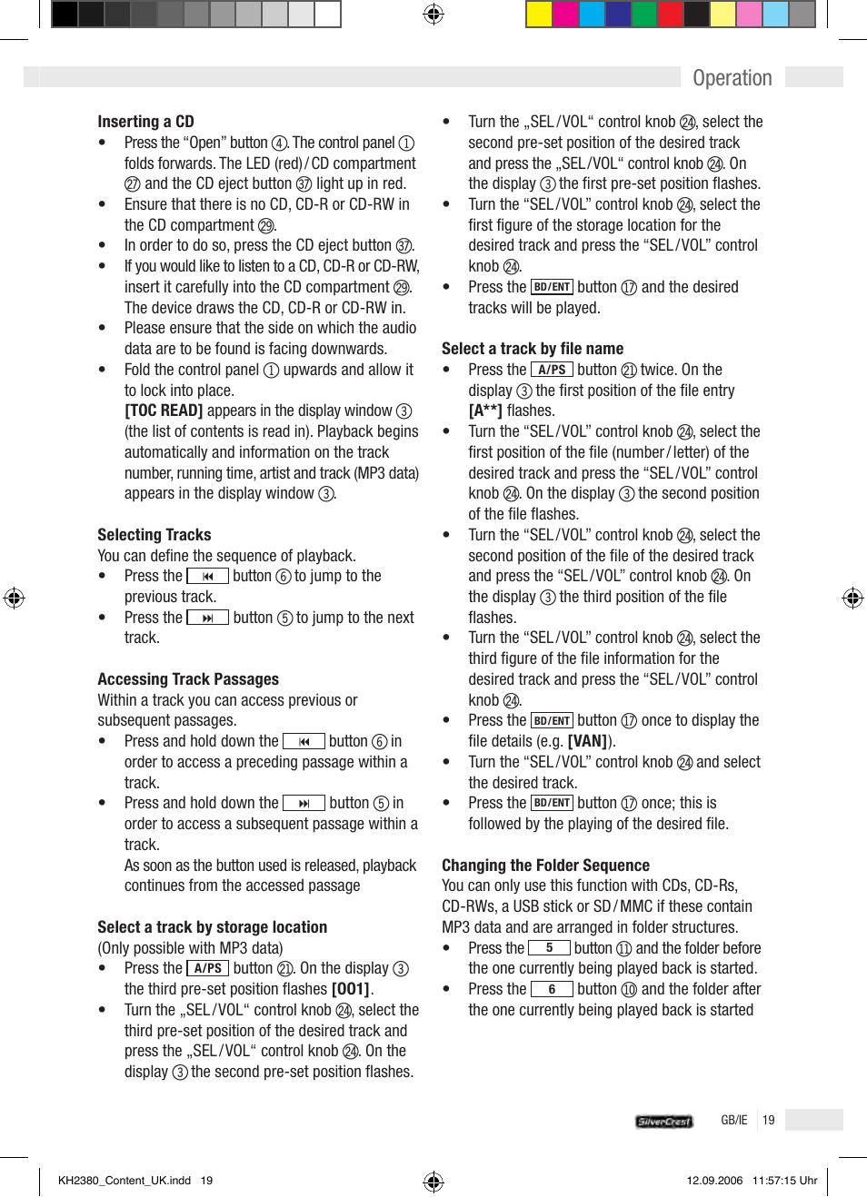 Operation | Silvercrest KH 2380 User Manual | Page 19 / 30