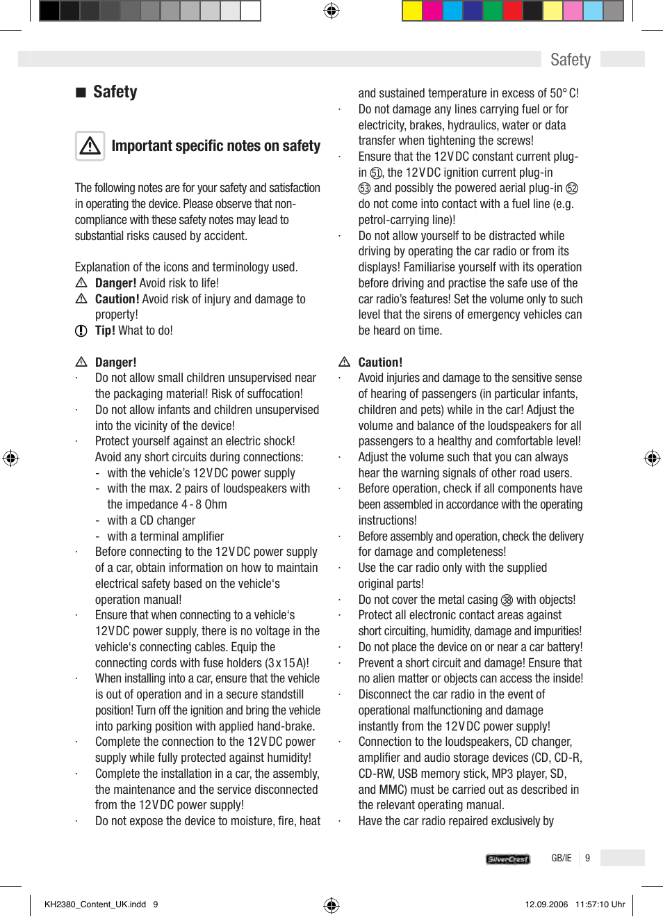 Safety | Silvercrest KH 2380 User Manual | Page 9 / 30