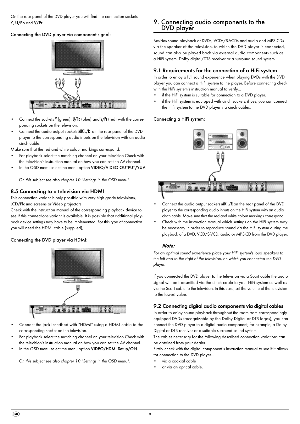 Connecting audio components to the dvd player | Silvercrest KH 6522 User Manual | Page 8 / 54