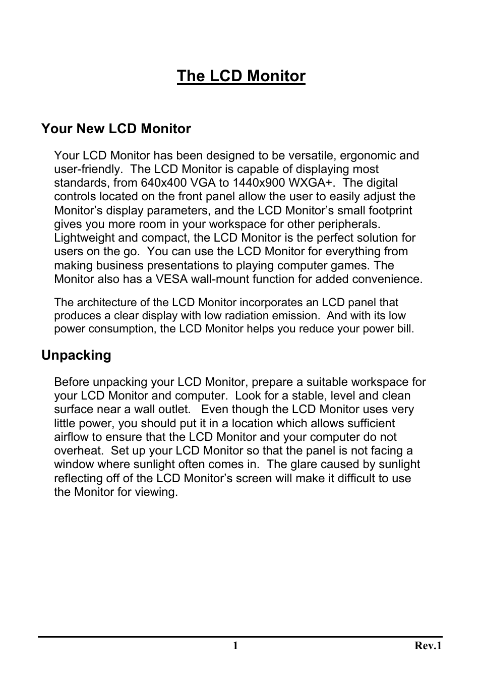 The lcd monitor | Sceptre Technologies LCD Monitor X9WS-NagaV User Manual | Page 5 / 22