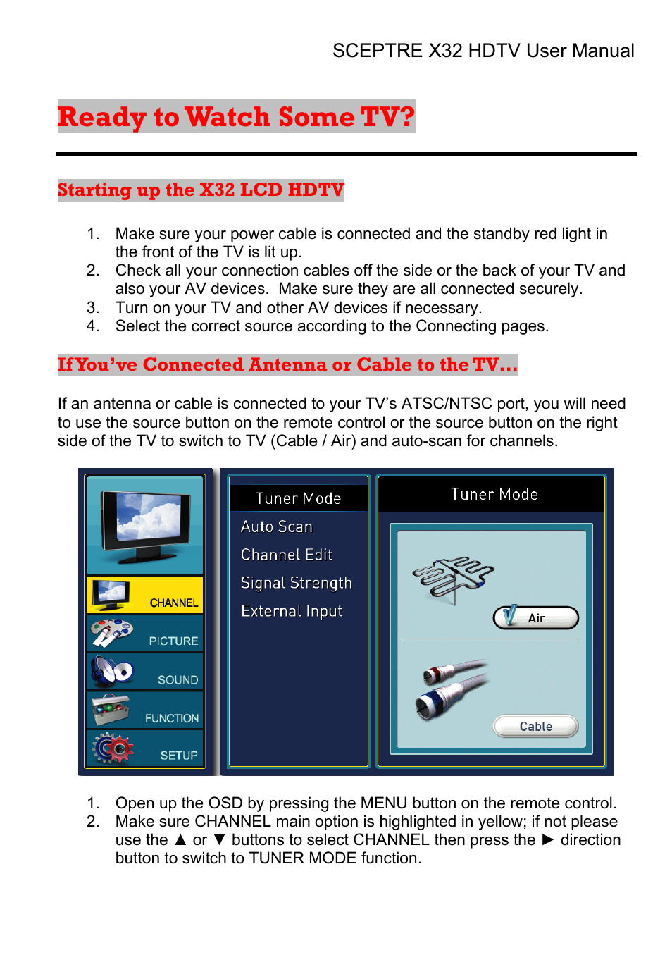 Ready to watch some tv | Sceptre Technologies X32 User Manual | Page 38 / 107
