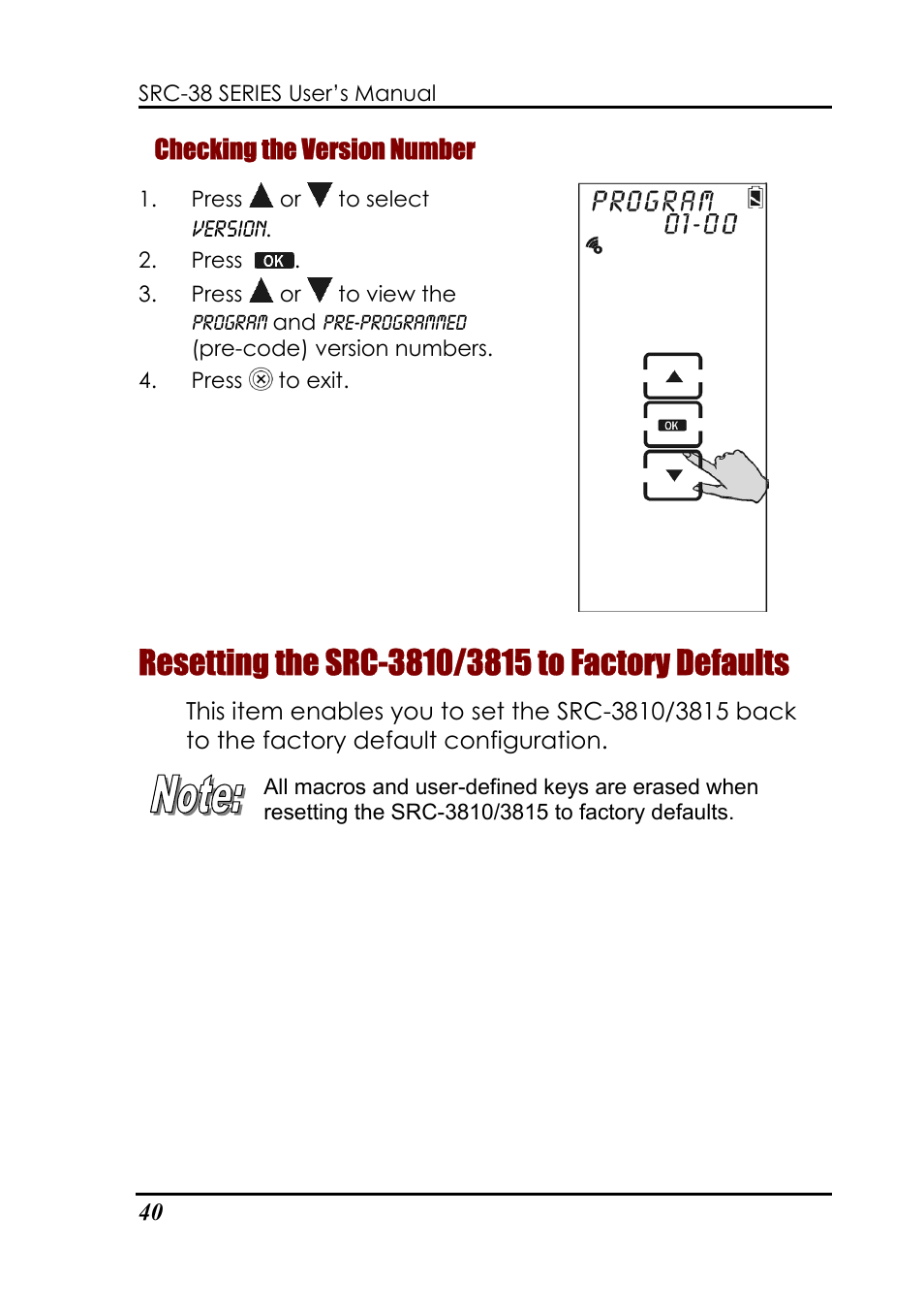 Checking the version number | Sunwave Tech. 3815 User Manual | Page 46 / 58