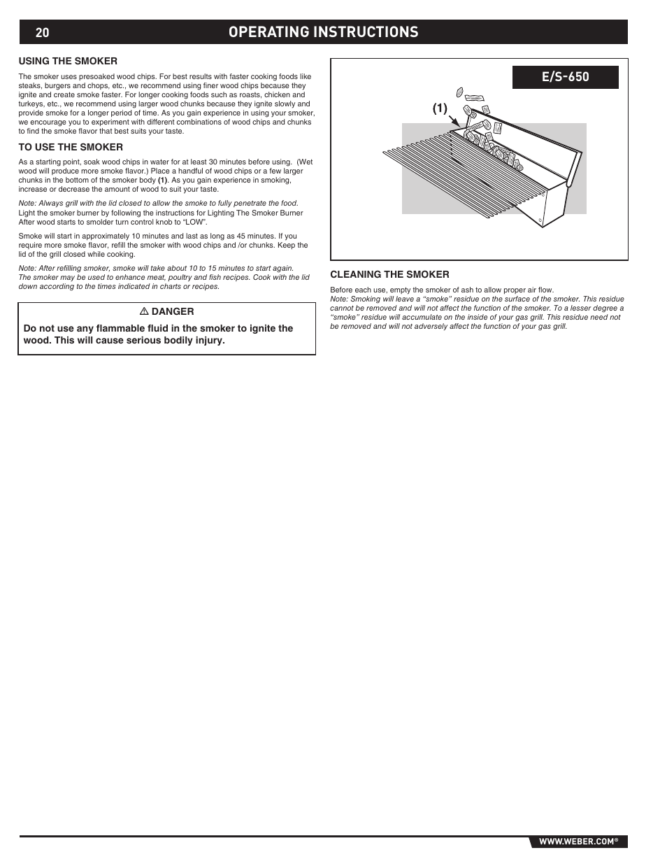 Operating instructions, E/s-650 | Summit E/S-620/650 User Manual | Page 20 / 84