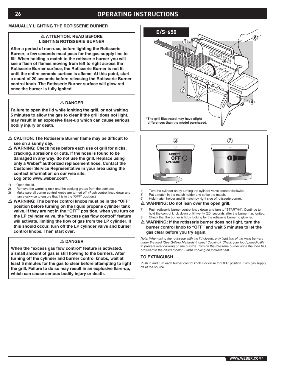 Operating instructions, E/s-650 | Summit E/S-620/650 User Manual | Page 26 / 84