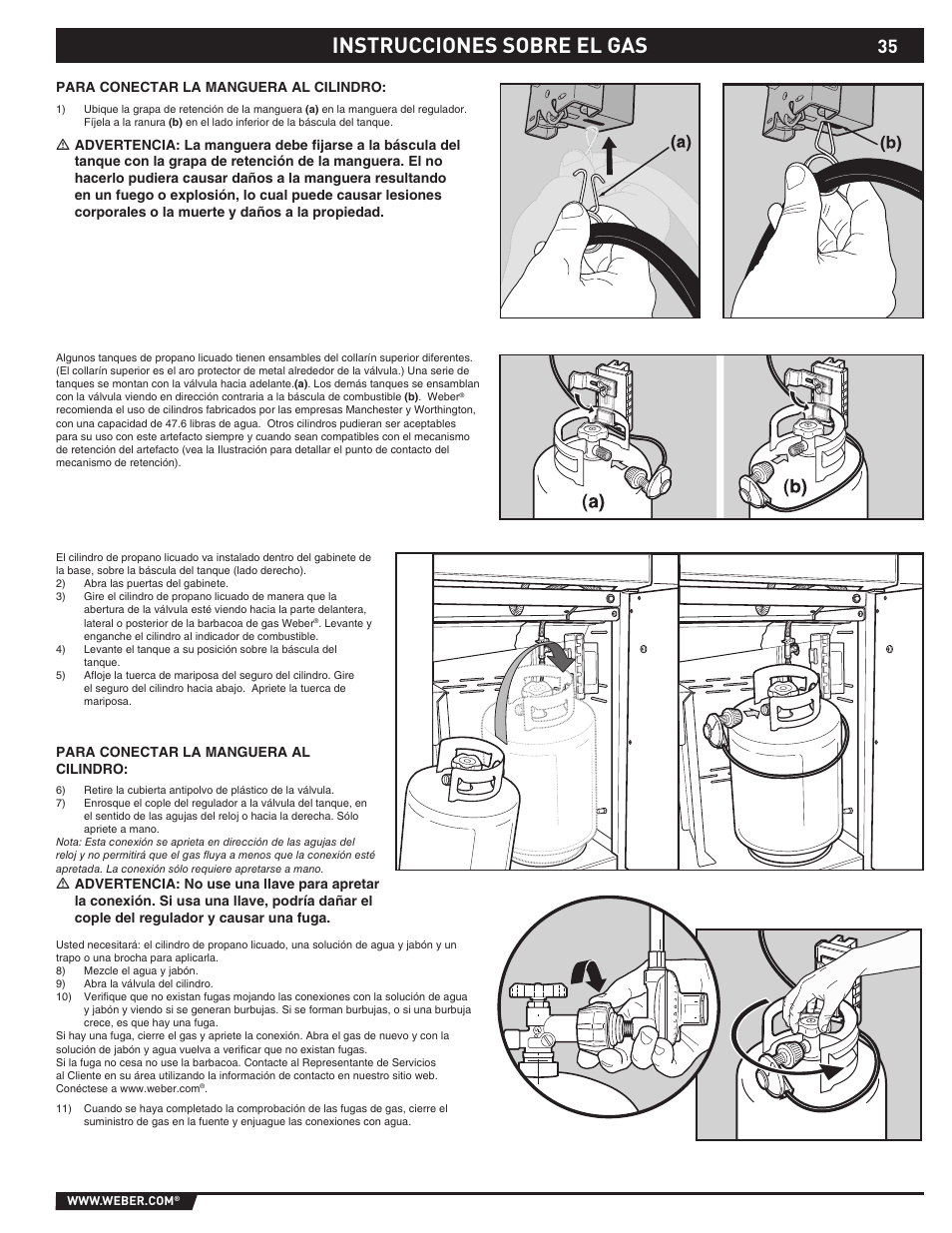 Gas instructions, Instrucciones sobre el gas | Summit E/S-620/650 User Manual | Page 35 / 84