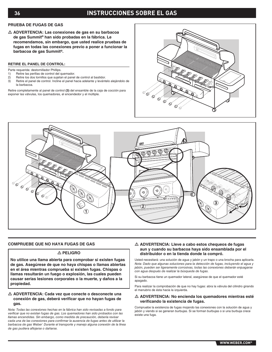 Instrucciones sobre el gas | Summit E/S-620/650 User Manual | Page 36 / 84