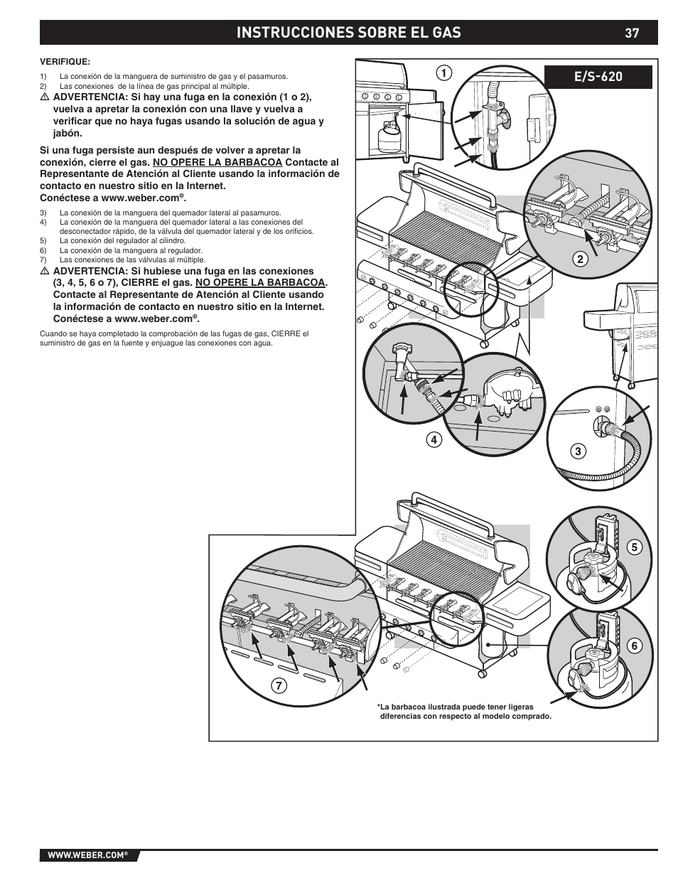 Instrucciones sobre el gas, E/s-620 | Summit E/S-620/650 User Manual | Page 37 / 84