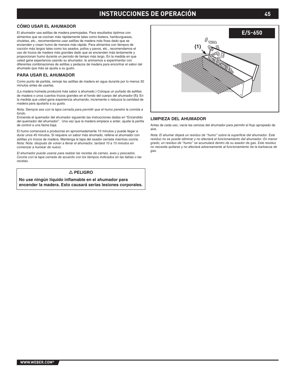 Instrucciones de operación, E/s-650 | Summit E/S-620/650 User Manual | Page 45 / 84